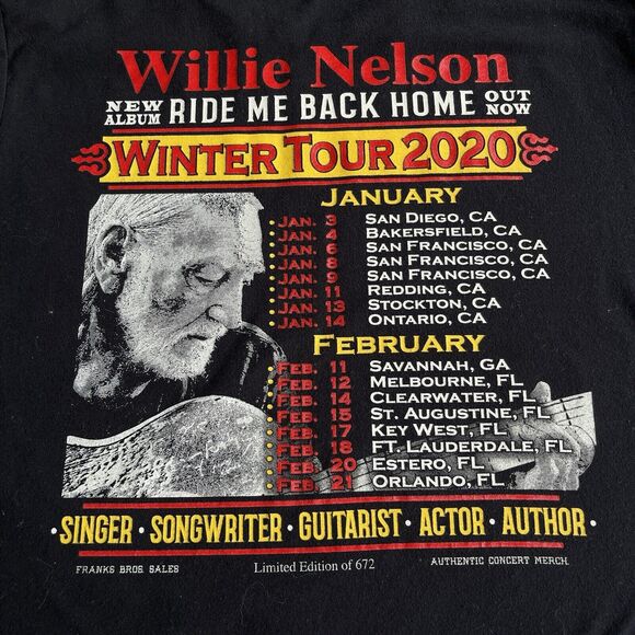 Willie Nelson Concert Shirt‎ Adult 2X XXL Ride Me Back Home 2020 Country Music - Picture 4 of 11